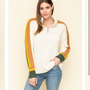 Mystree striped sleeve quarter zip